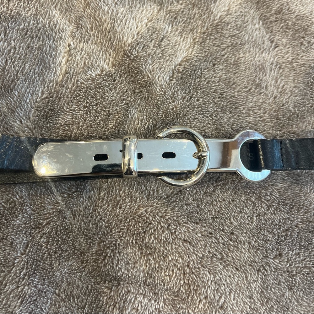 Landes Italian leather belt. Size small. 1 inch wide. Black. Stainless steel